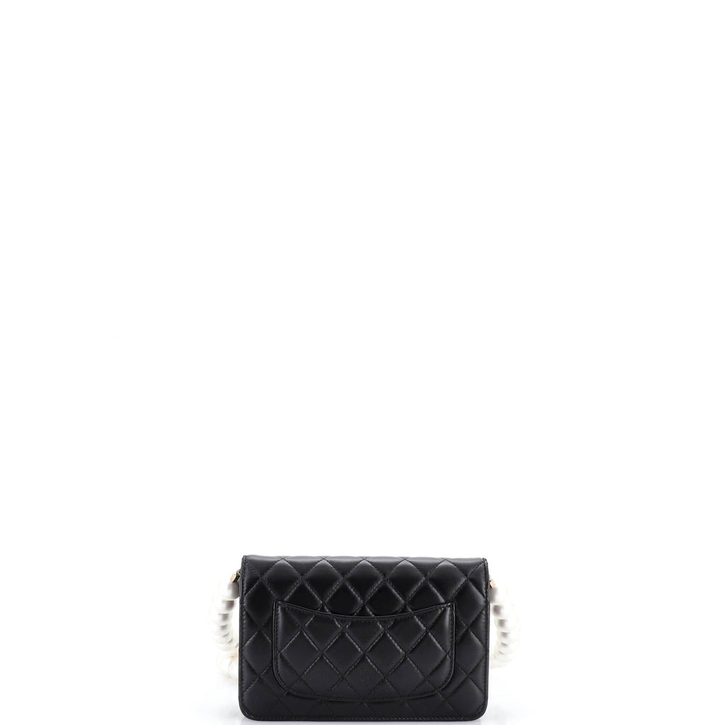 Pearl Strap Wallet on Chain Quilted Lambskin