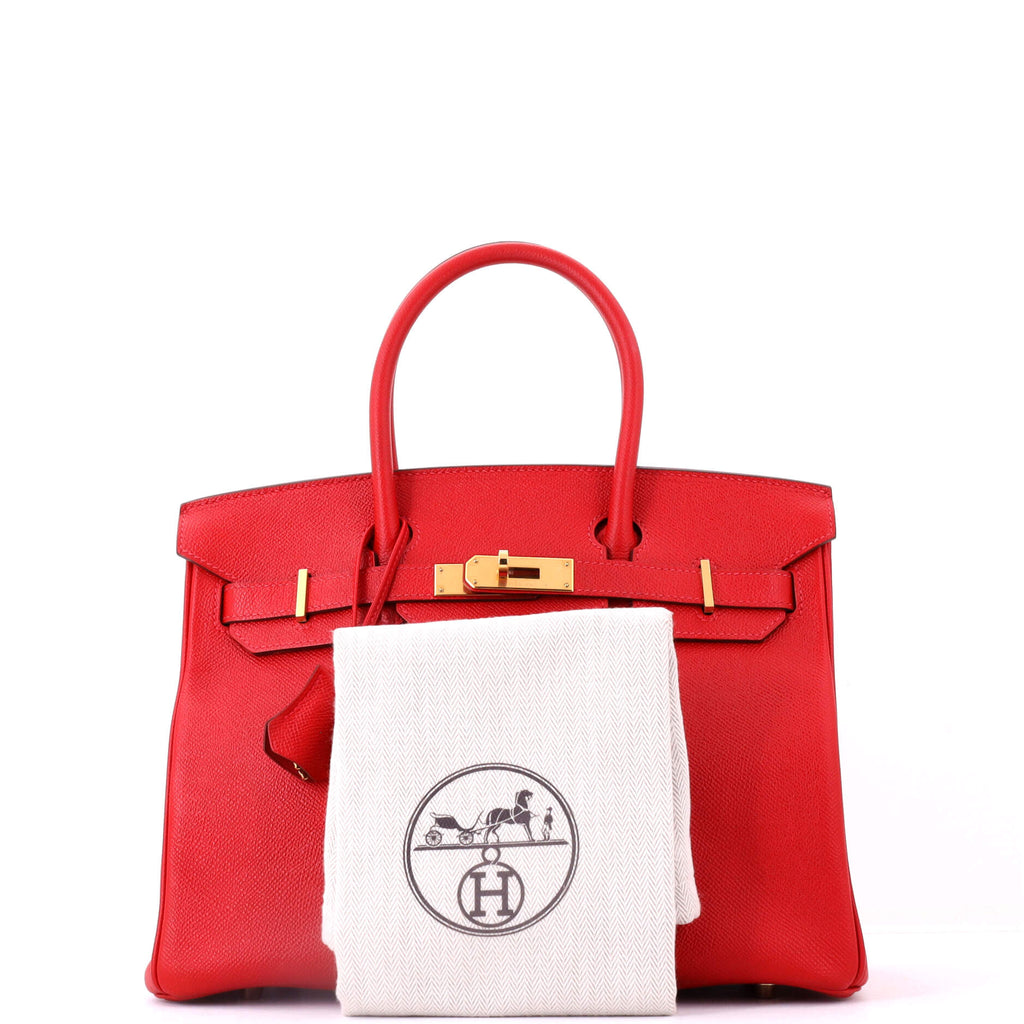 Birkin Handbag Rouge Vif Epsom with Gold Hardware 30