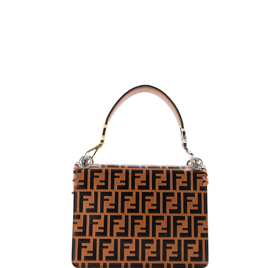 Kan I F Shoulder Bag Whipstitch Zucca Embossed Leather Medium