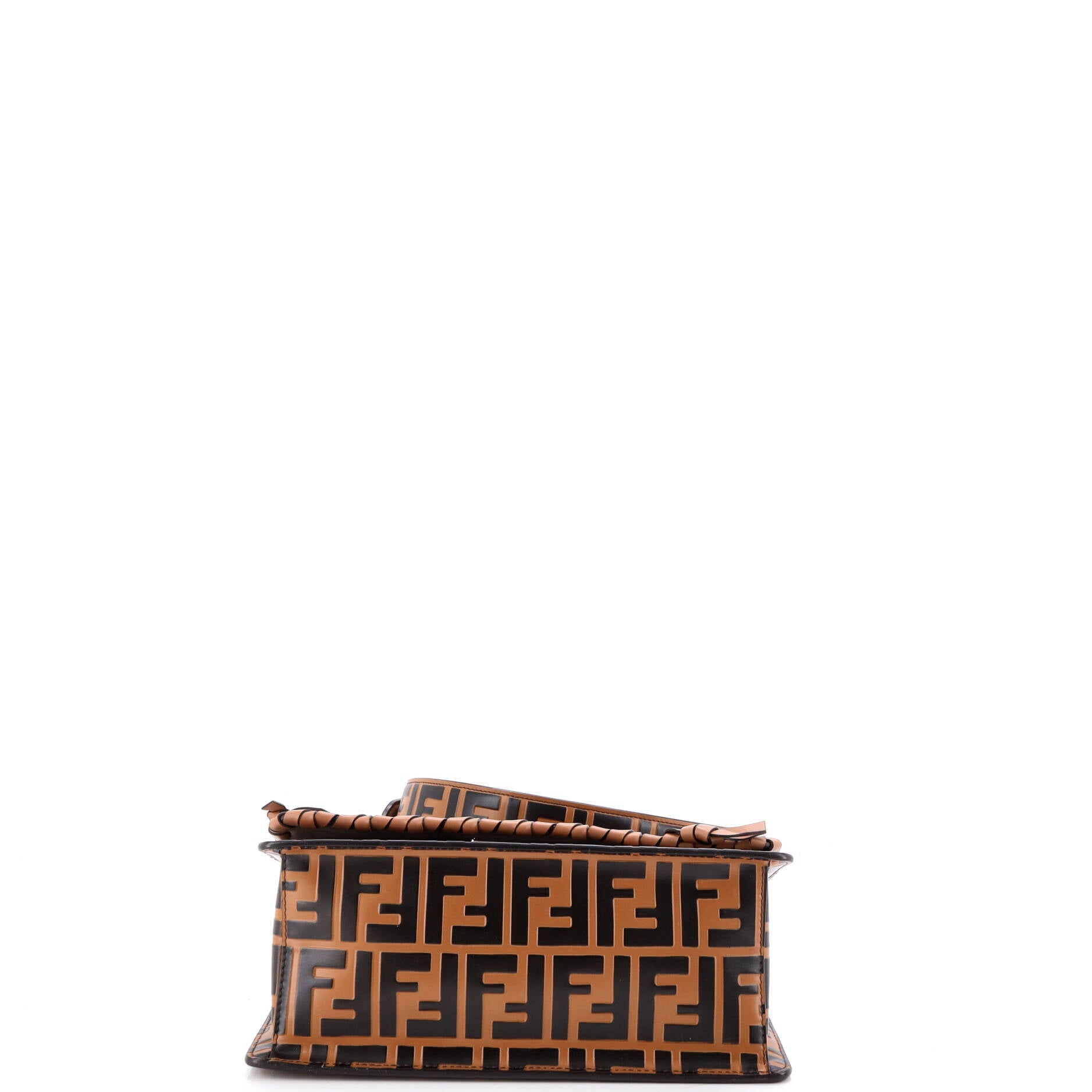 Kan I F Shoulder Bag Whipstitch Zucca Embossed Leather Medium