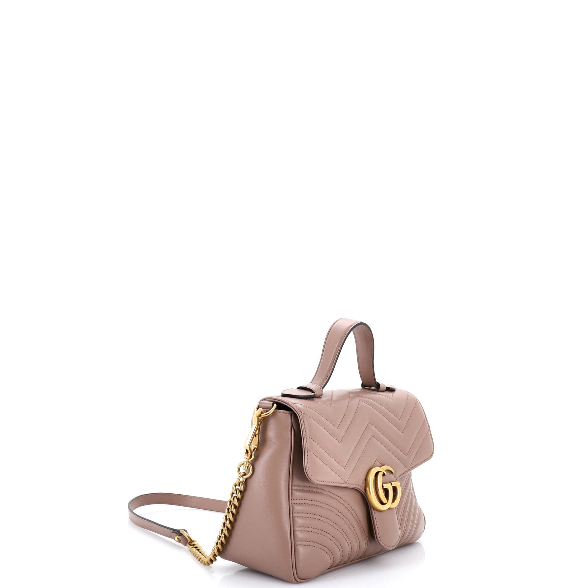 GG Marmont Top Handle Flap Bag Matelasse Leather Small