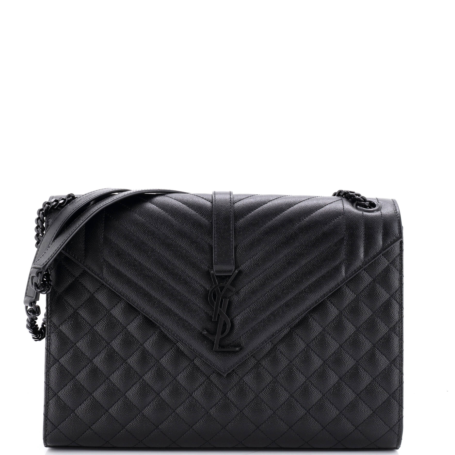 Classic Monogram Envelope Satchel Mixed Matelasse Leather Large
