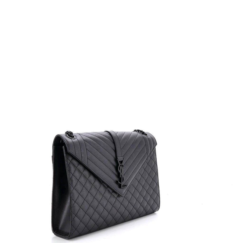 Classic Monogram Envelope Satchel Mixed Matelasse Leather Large