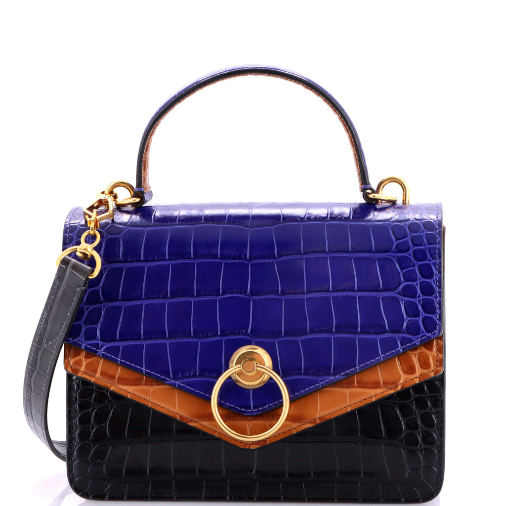 Harlow Satchel Crocodile Embossed Leather Medium