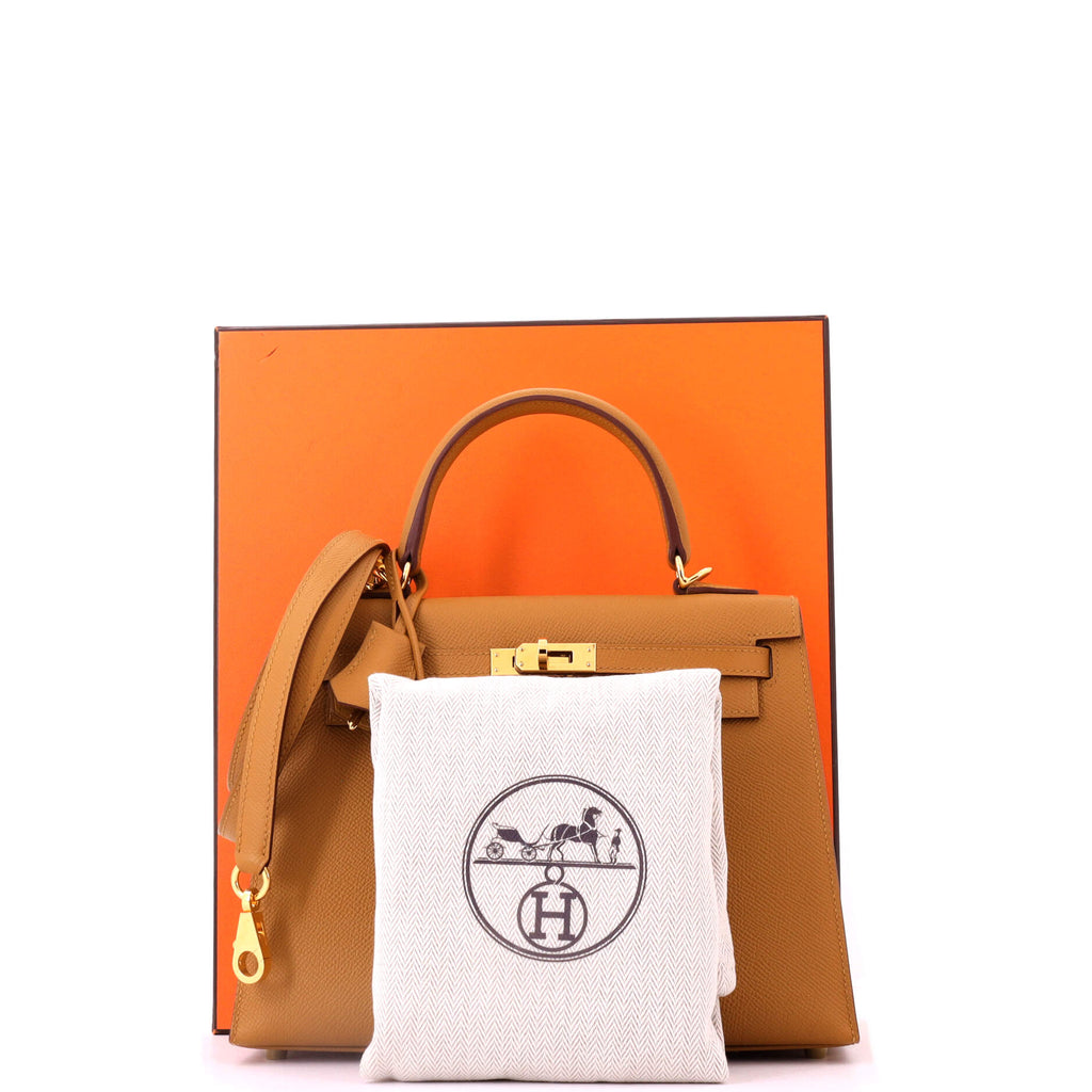 Kelly Handbag Sesame Epsom with Gold Hardware 25