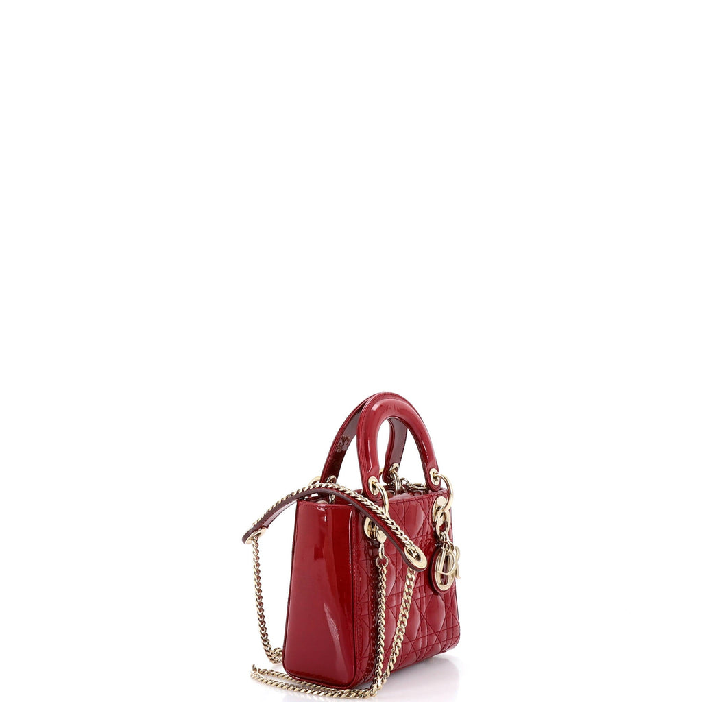 Lady Dior Chain Bag Cannage Quilt Patent Mini