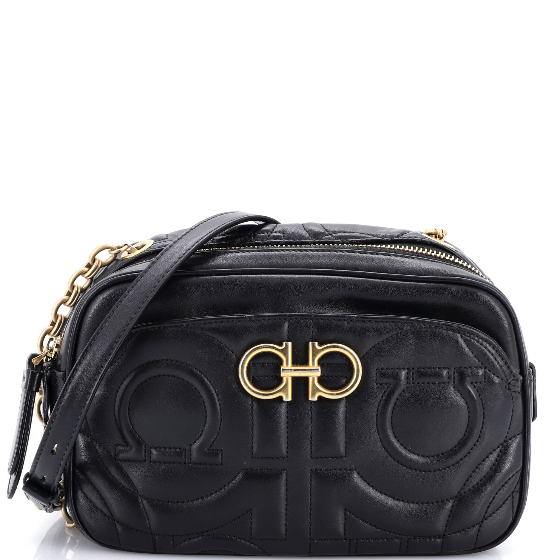 Gancini Camera Bag Quilted Leather