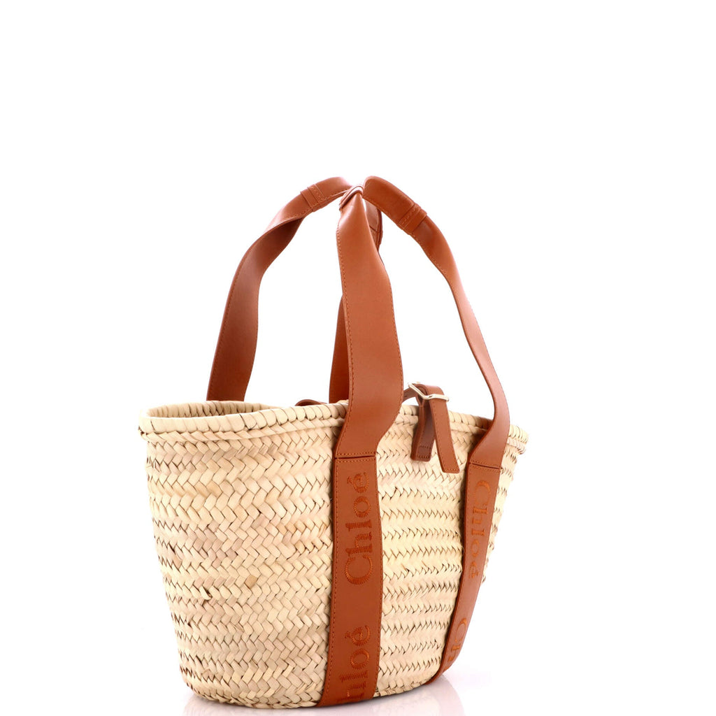 Sense Basket Tote Raffia with Leather Medium