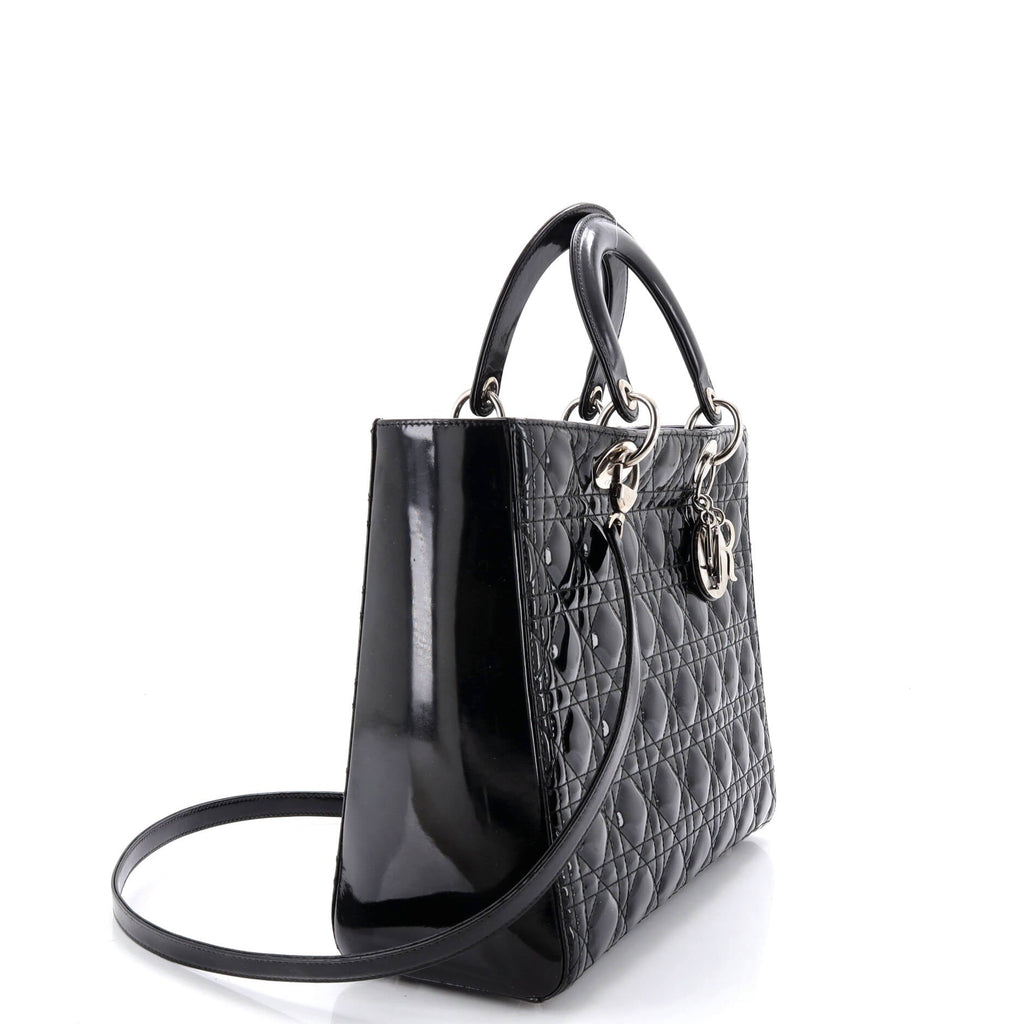 Lady Dior Bag Cannage Quilt Patent Large