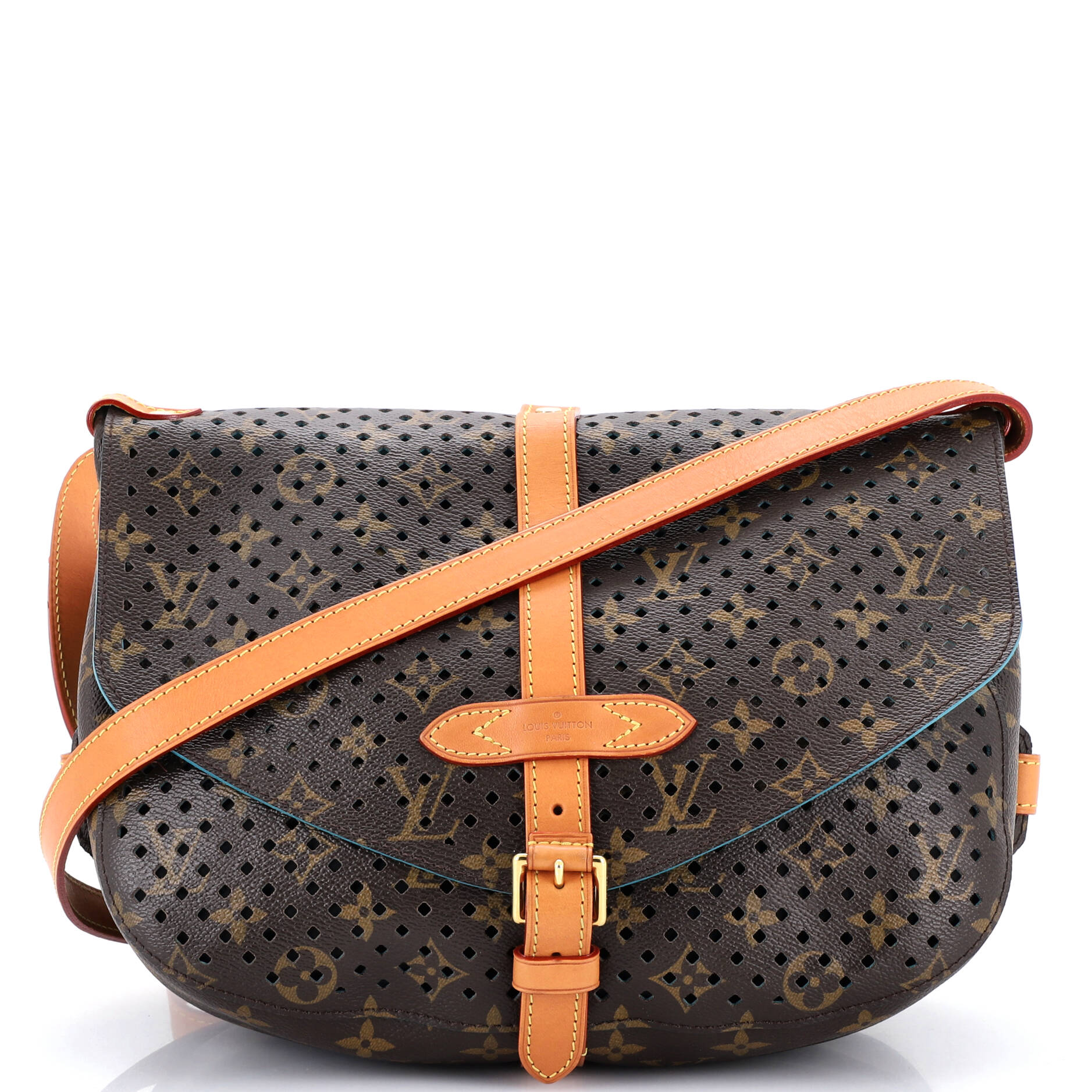 Flore Saumur Handbag Perforated Monogram Canvas