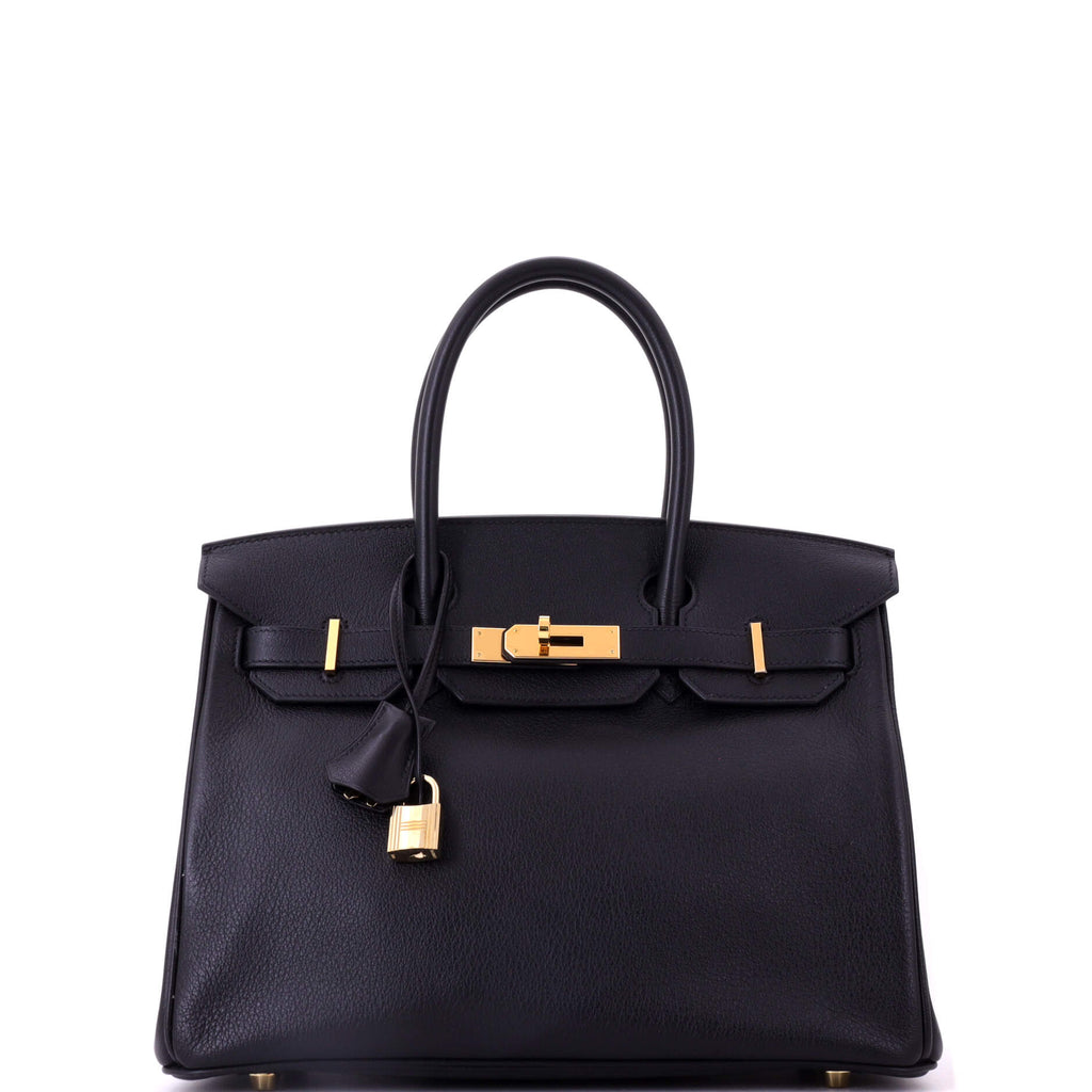Birkin Handbag Noir Evercolor with Gold Hardware 30