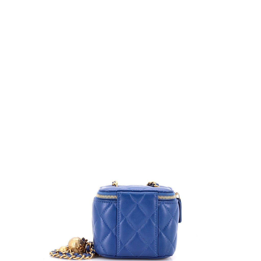 Pearl Crush Vanity Case with Chain Quilted Lambskin Mini