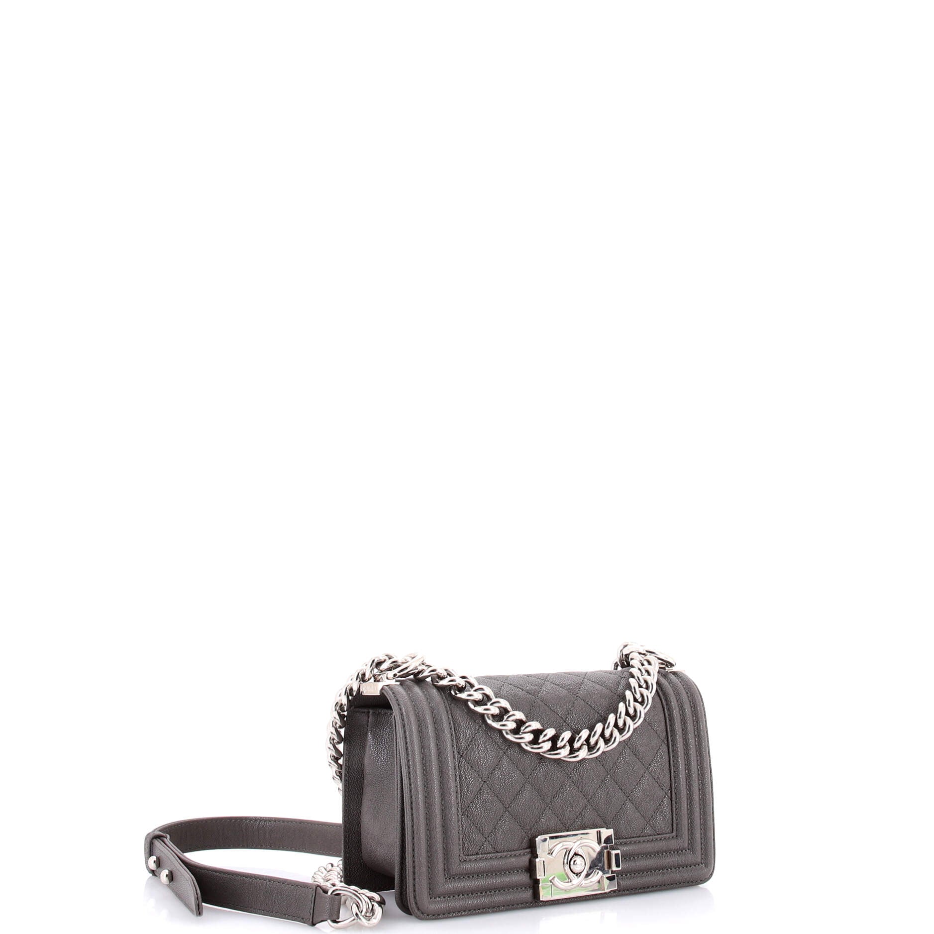 Boy Flap Bag Quilted Caviar Small