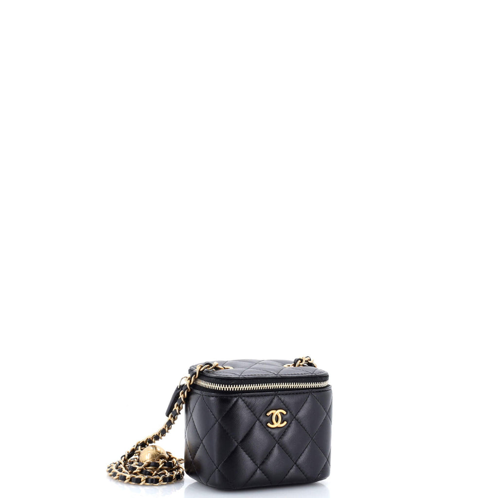 Pearl Crush Vanity Case with Chain Quilted Lambskin Mini