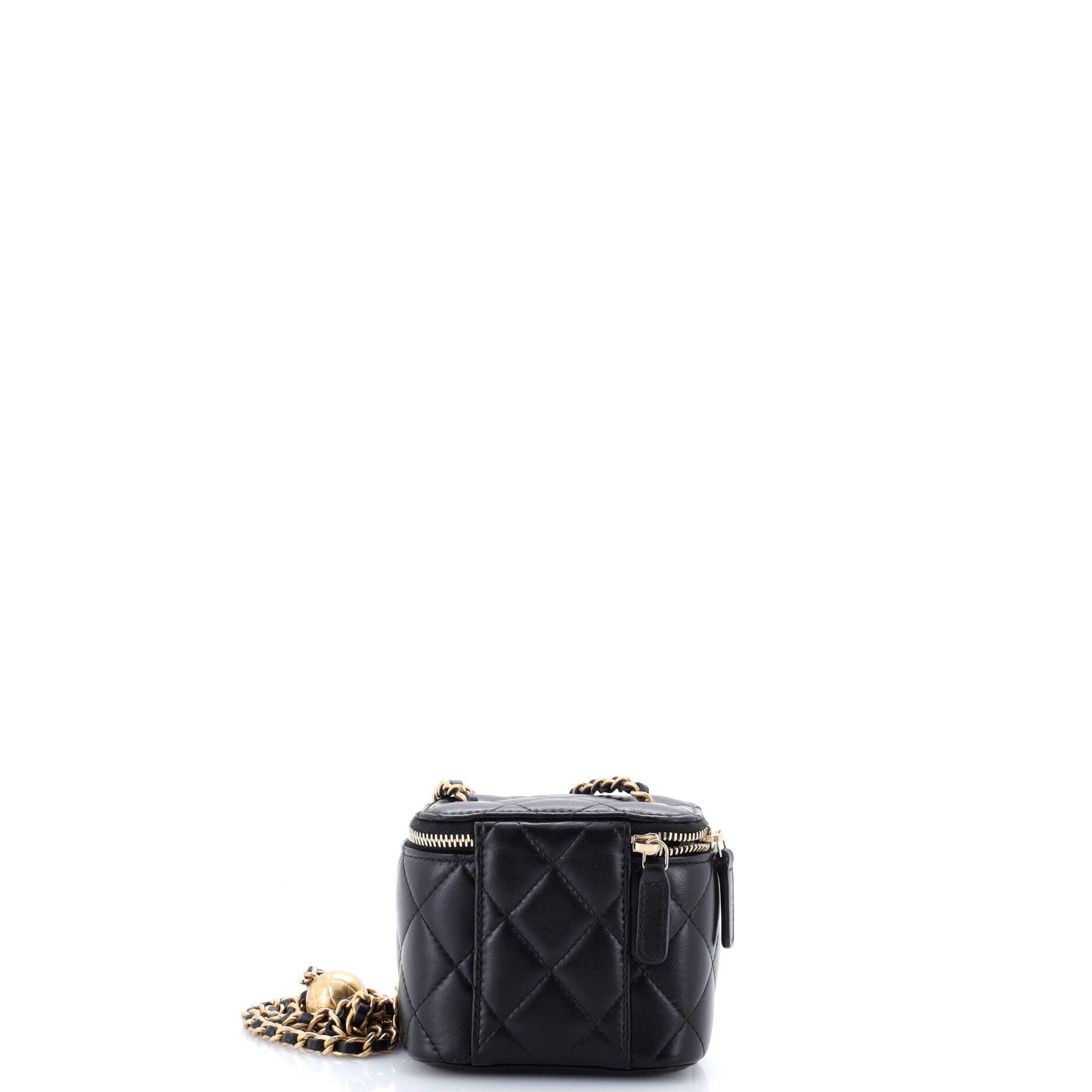 Pearl Crush Vanity Case with Chain Quilted Lambskin Mini