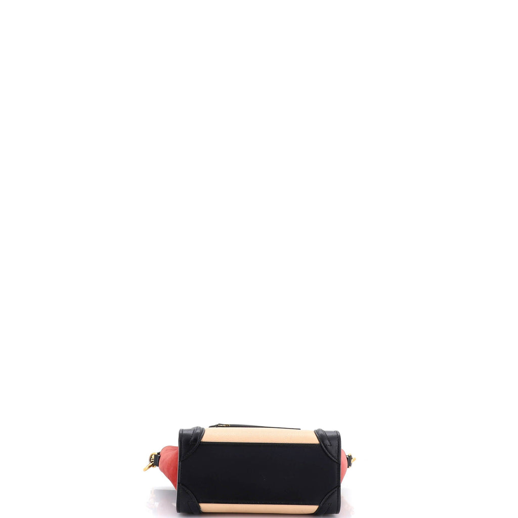 Tricolor Luggage Bag Leather Nano