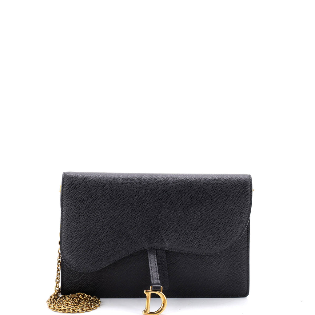 Saddle Chain Clutch Leather
