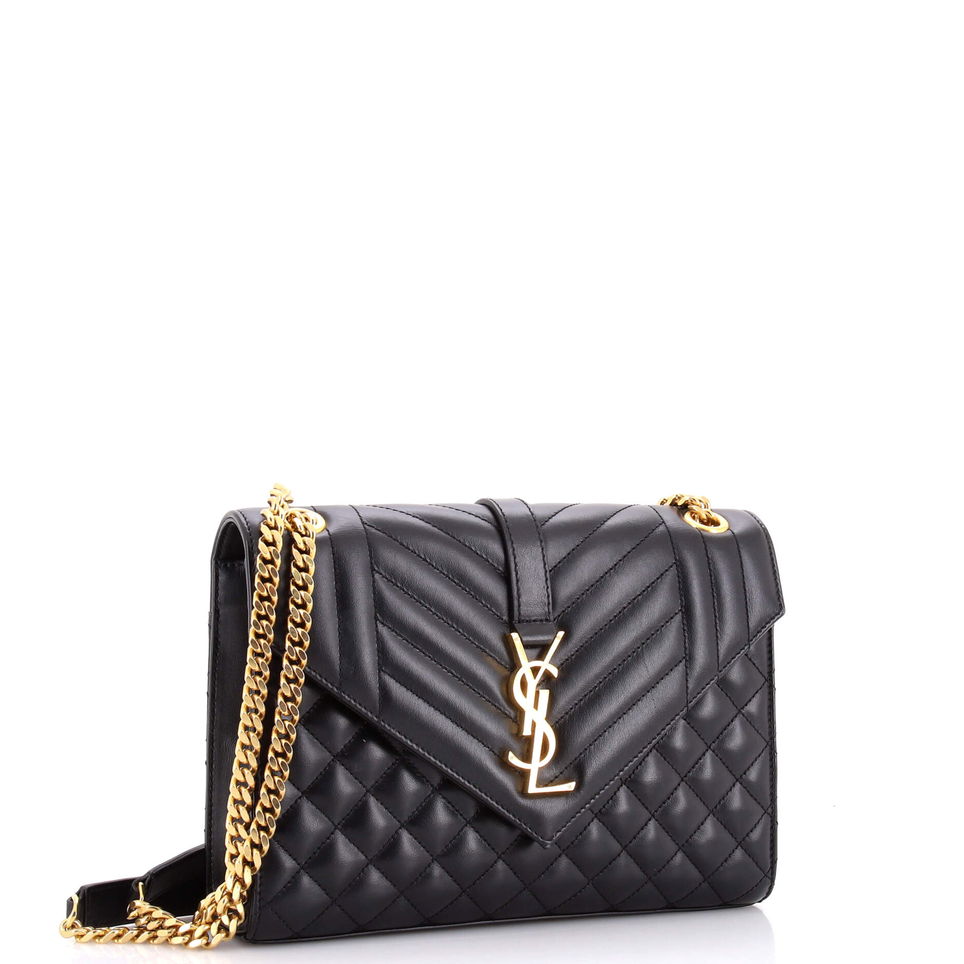 Classic Monogram Envelope Satchel Mixed Matelasse Leather Medium