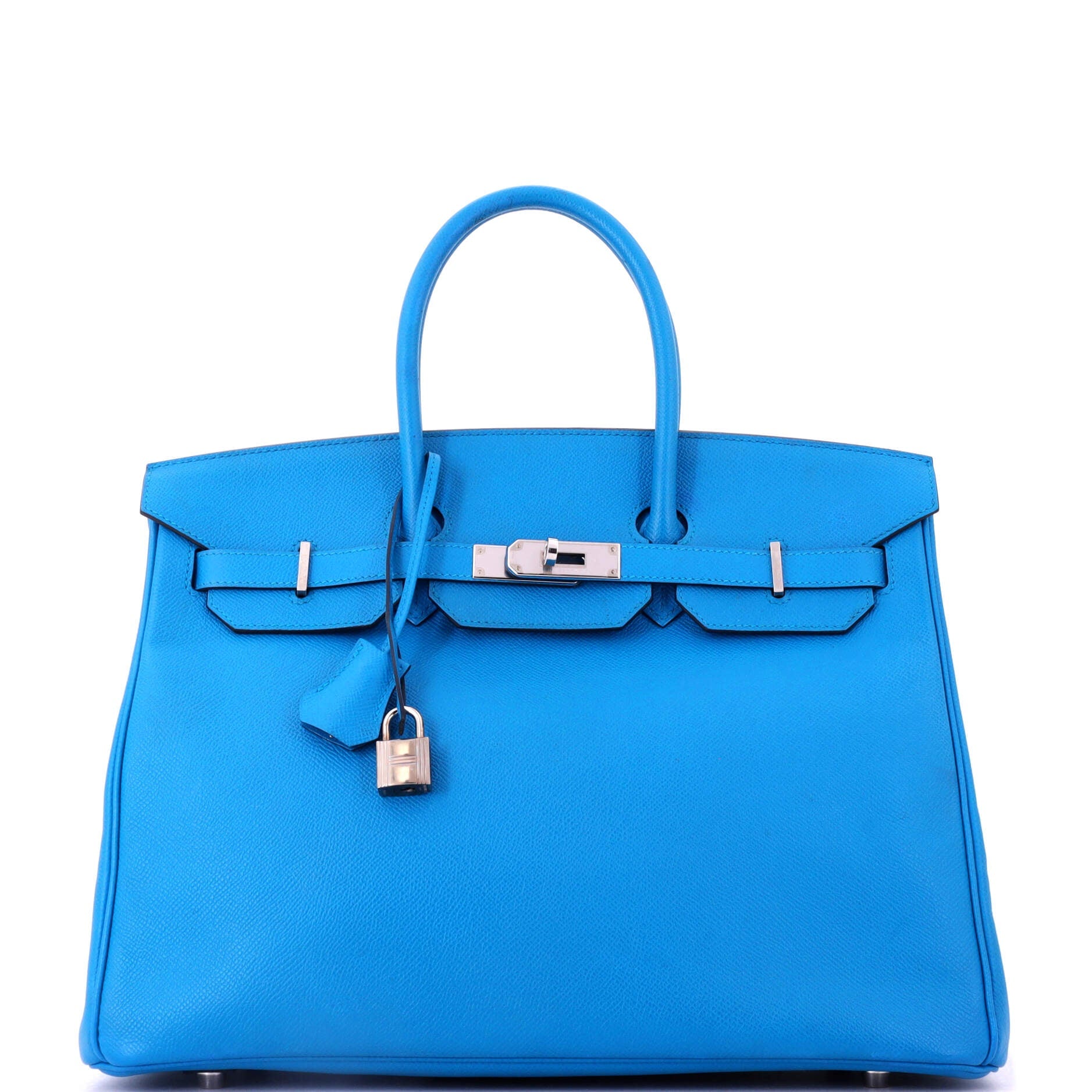 Birkin Handbag Bleu Zanzibar Epsom with Palladium Hardware 35