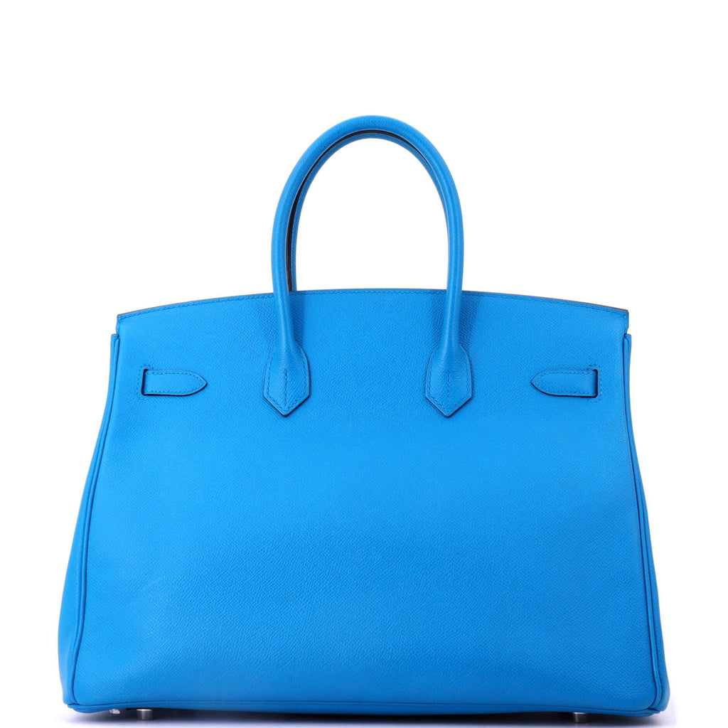 Birkin Handbag Bleu Zanzibar Epsom with Palladium Hardware 35