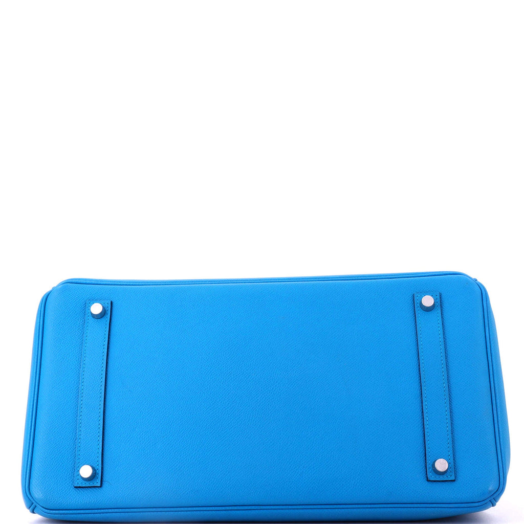 Birkin Handbag Bleu Zanzibar Epsom with Palladium Hardware 35