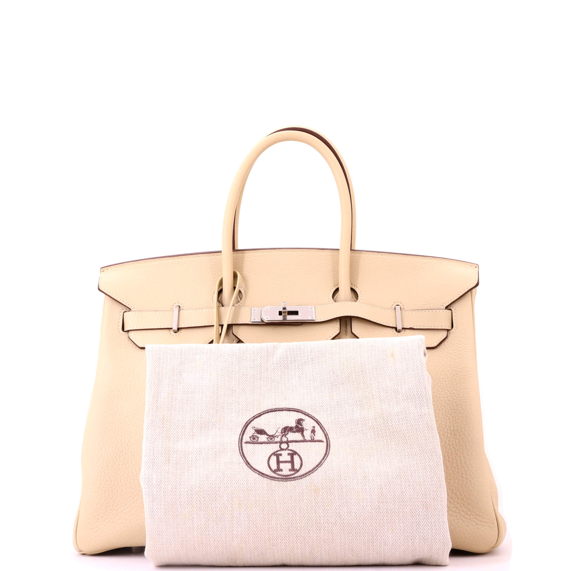 Birkin Handbag Light Clemence with Palladium Hardware 35