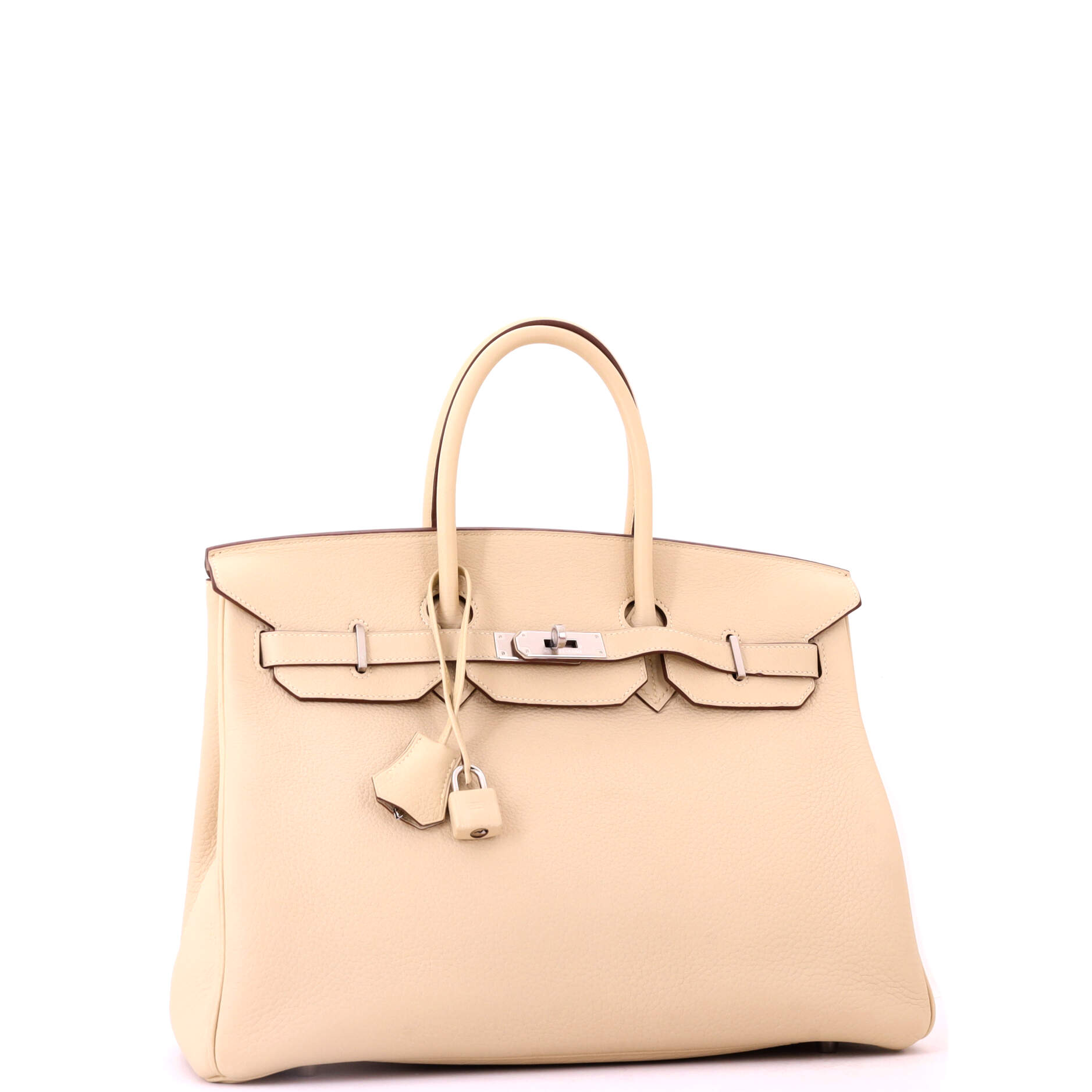 Birkin Handbag Light Clemence with Palladium Hardware 35