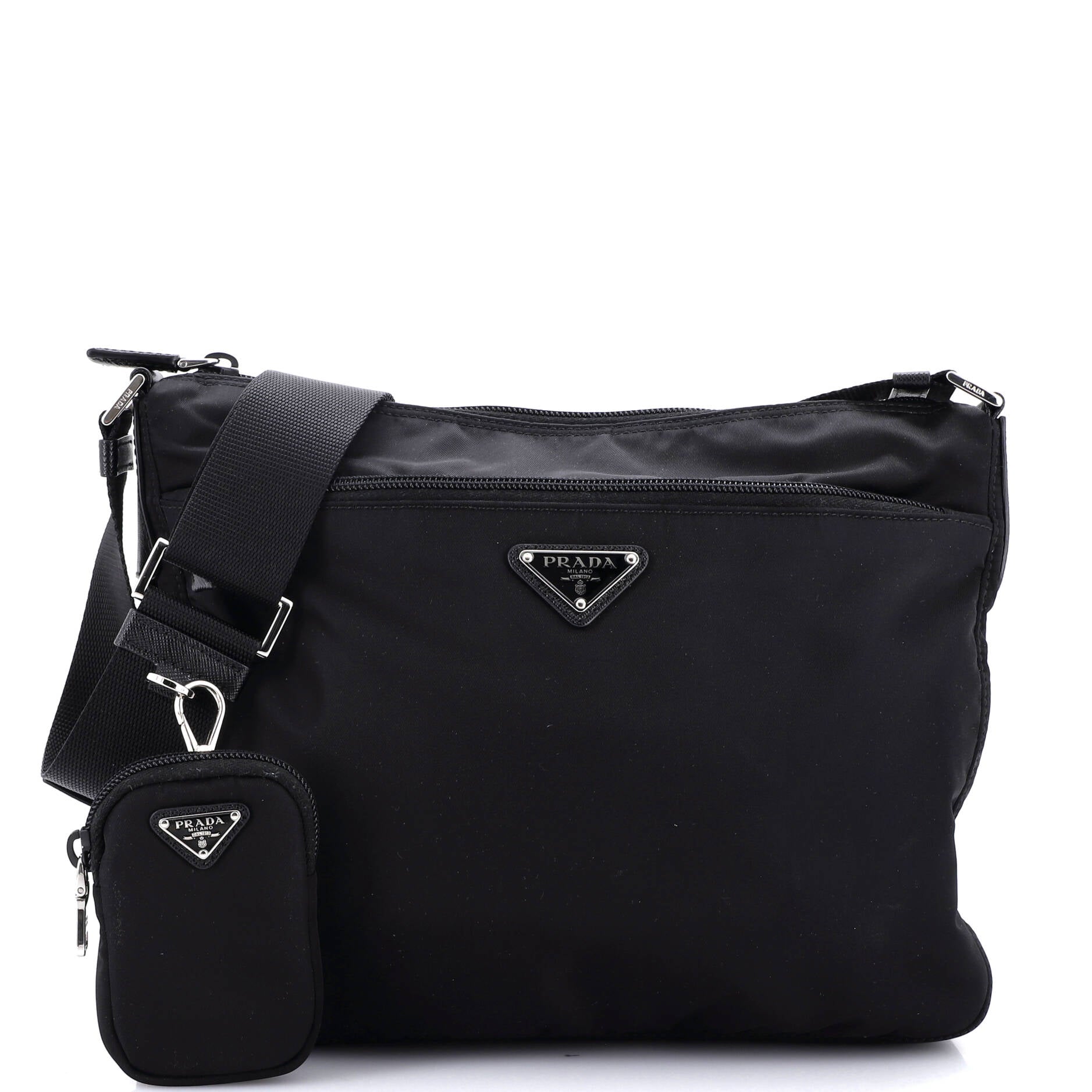 Front Zip Messenger Bag Re-Nylon Medium