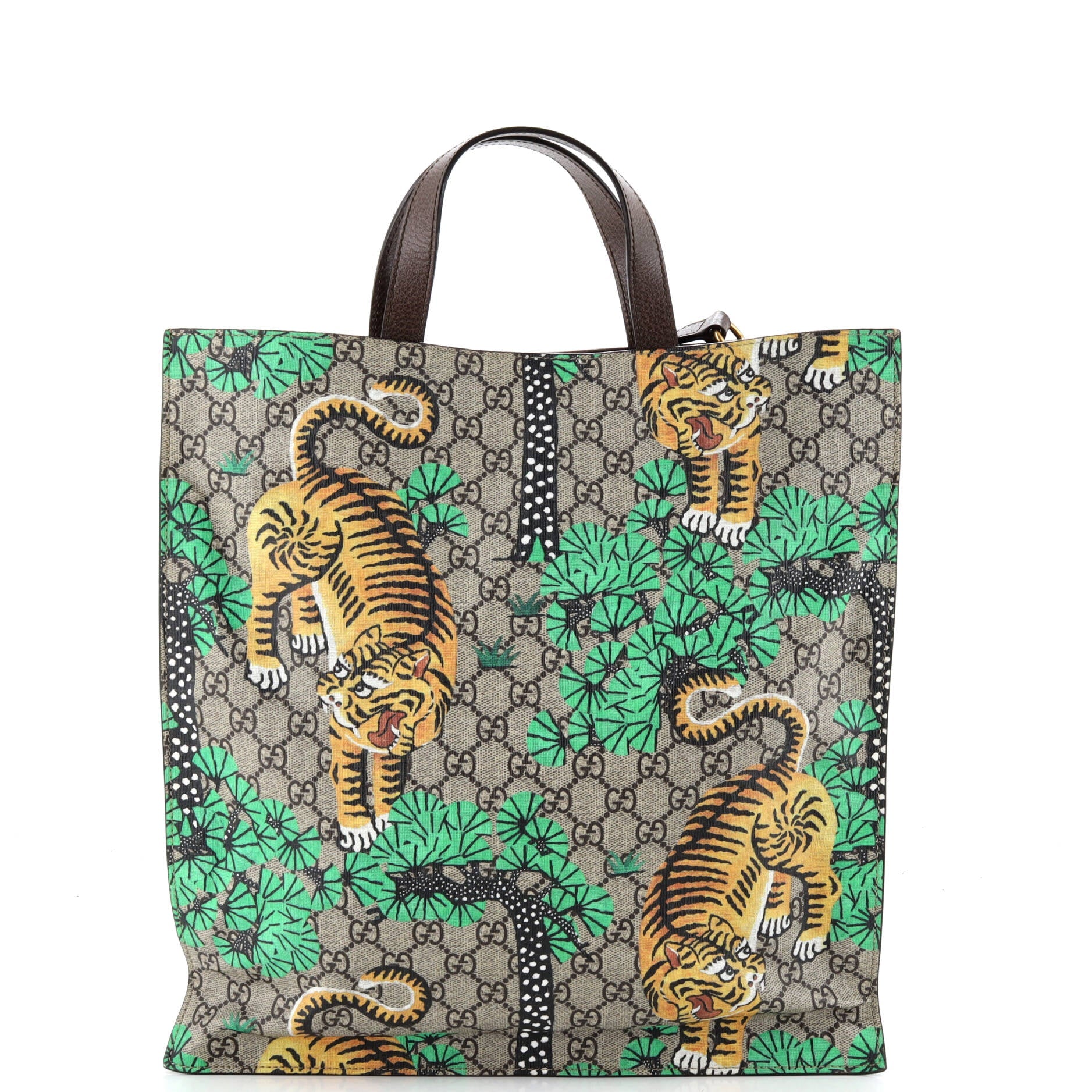 Convertible Soft Open Tote Bengal Print GG Coated Canvas Tall