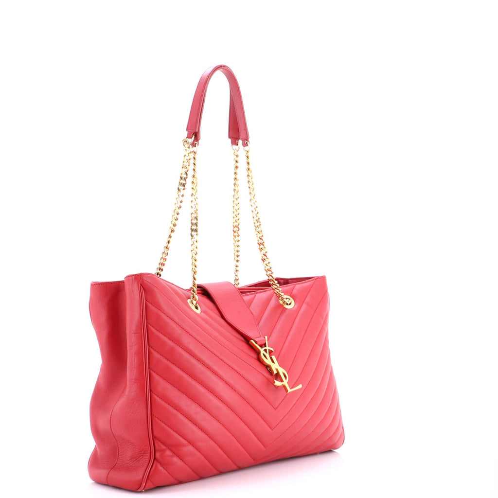 Classic Monogram Shopper Matelasse Chevron Leather Large