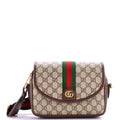 Ophidia Flap Shoulder Bag GG Coated Canvas with Leather Small
