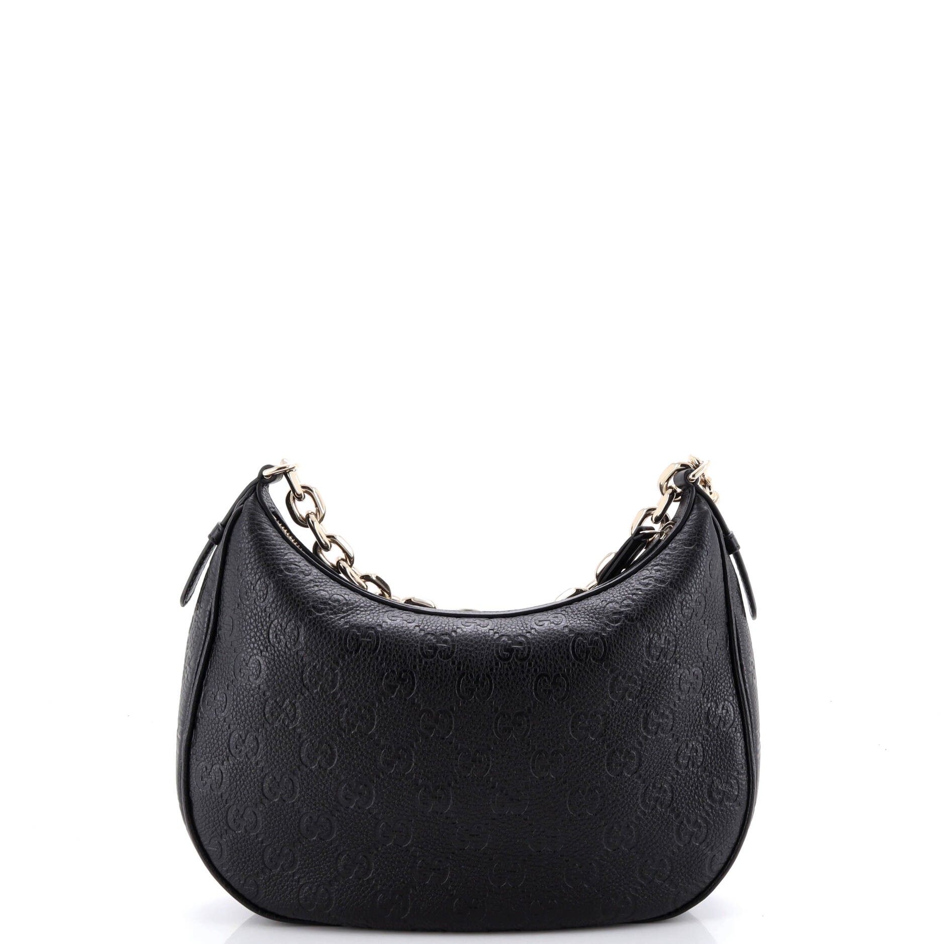 Emblem Half Moon Shoulder Bag GG Embossed Leather Large