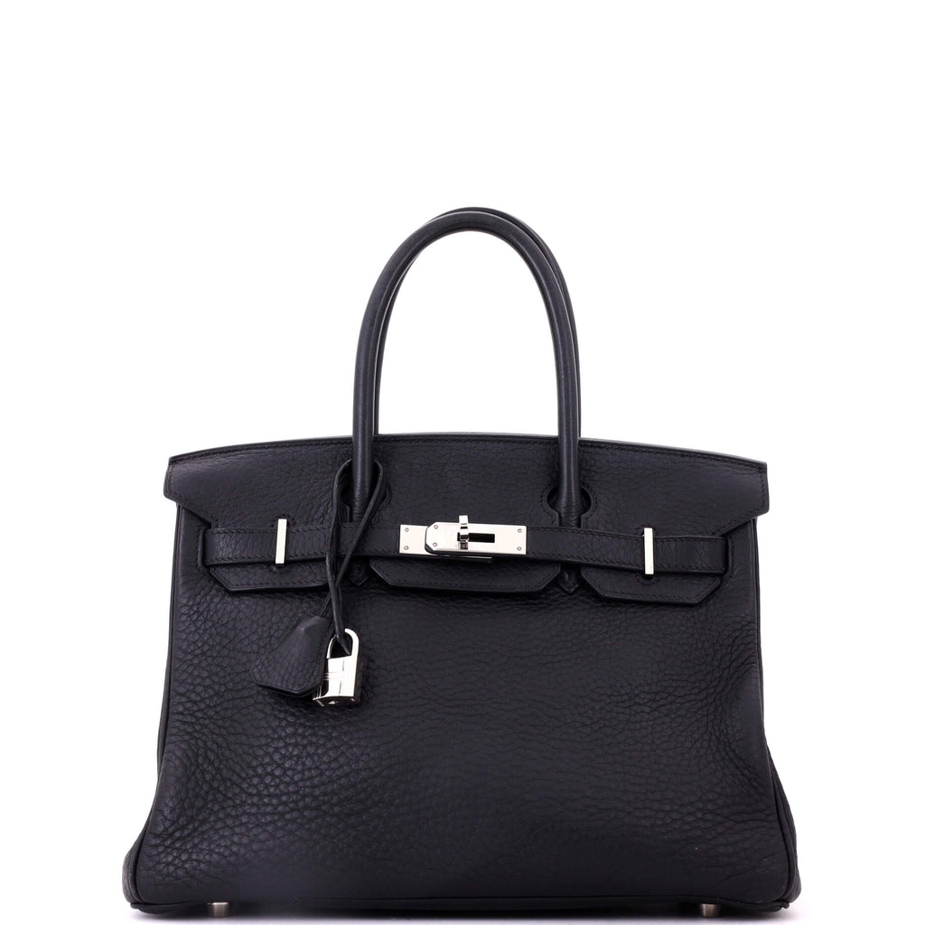 Birkin Handbag Noir Clemence with Palladium Hardware 30