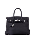 Birkin Handbag Noir Clemence with Palladium Hardware 30