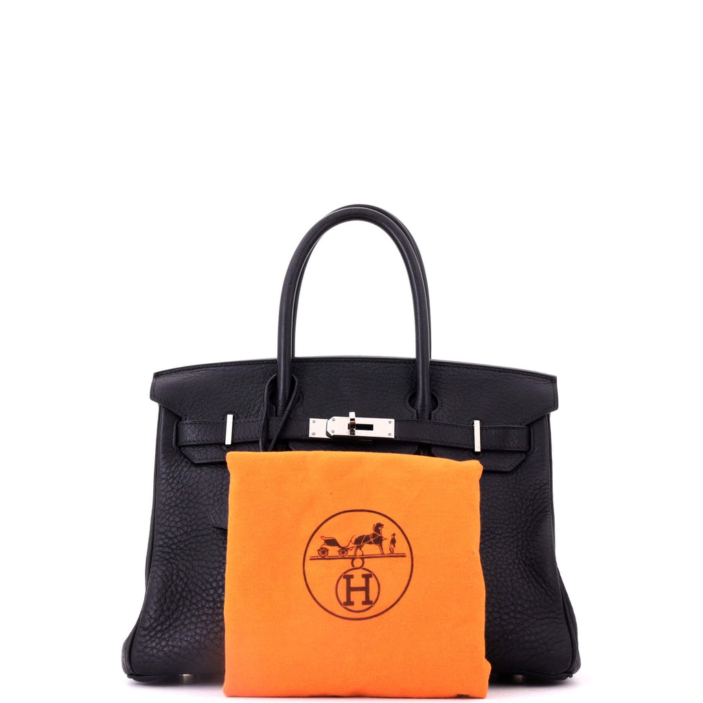 Birkin Handbag Noir Clemence with Palladium Hardware 30