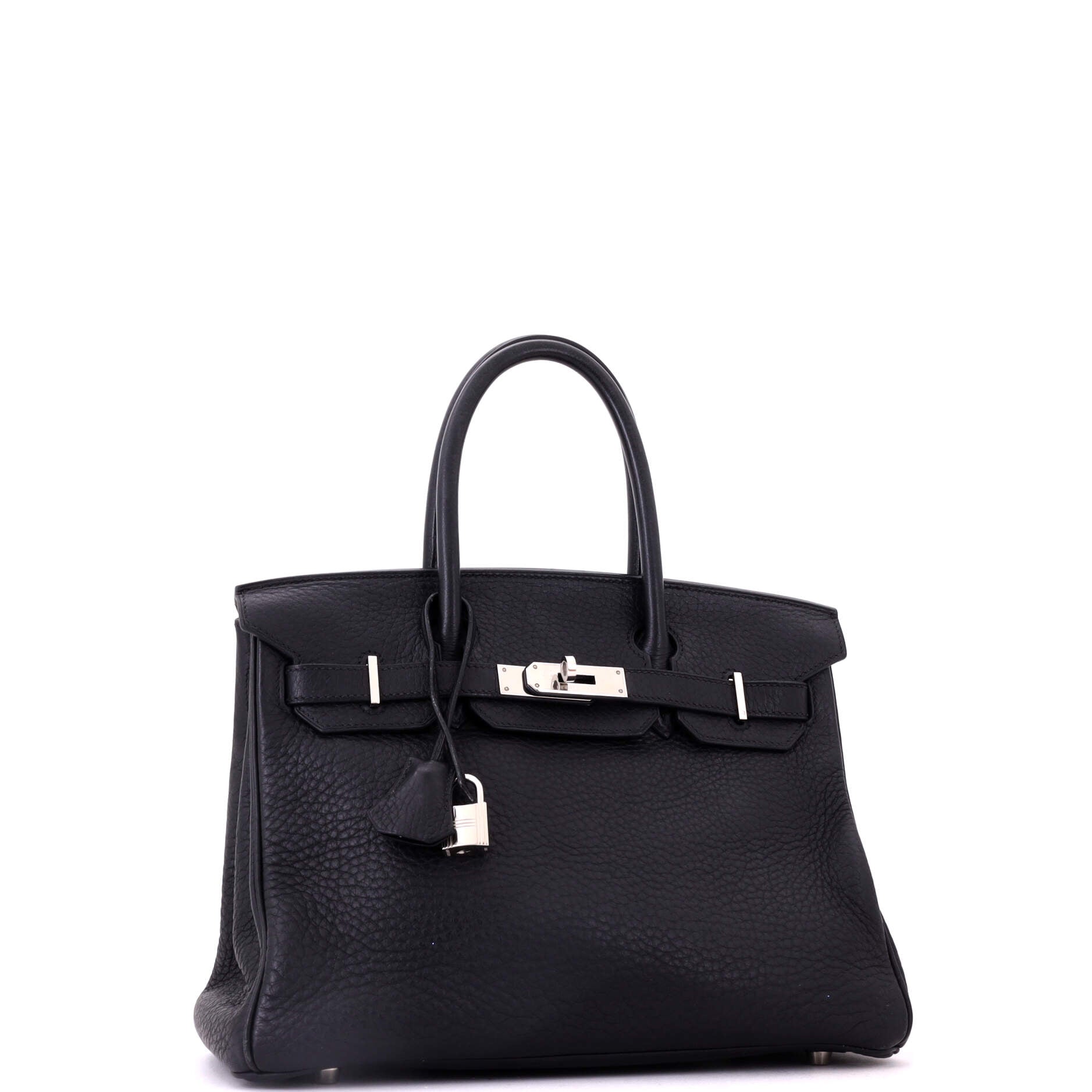 Birkin Handbag Noir Clemence with Palladium Hardware 30