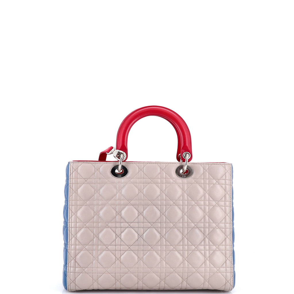 Tricolor Lady Dior Bag Cannage Quilt Leather Large