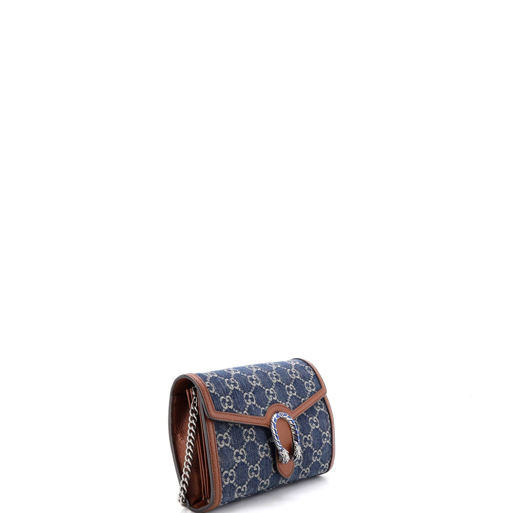 Dionysus Chain Wallet GG Denim Small