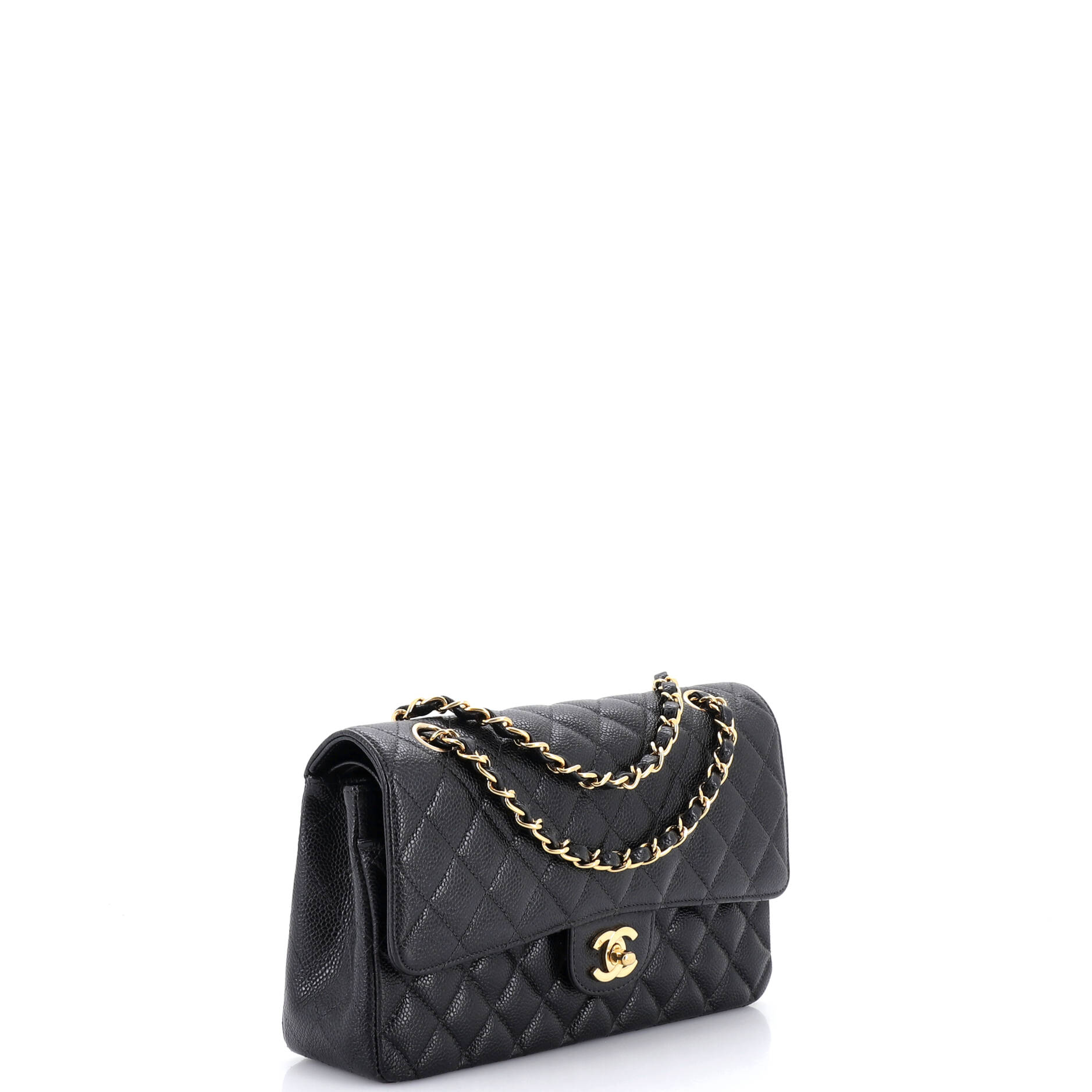 Vintage Classic Double Flap Bag Quilted Caviar Medium