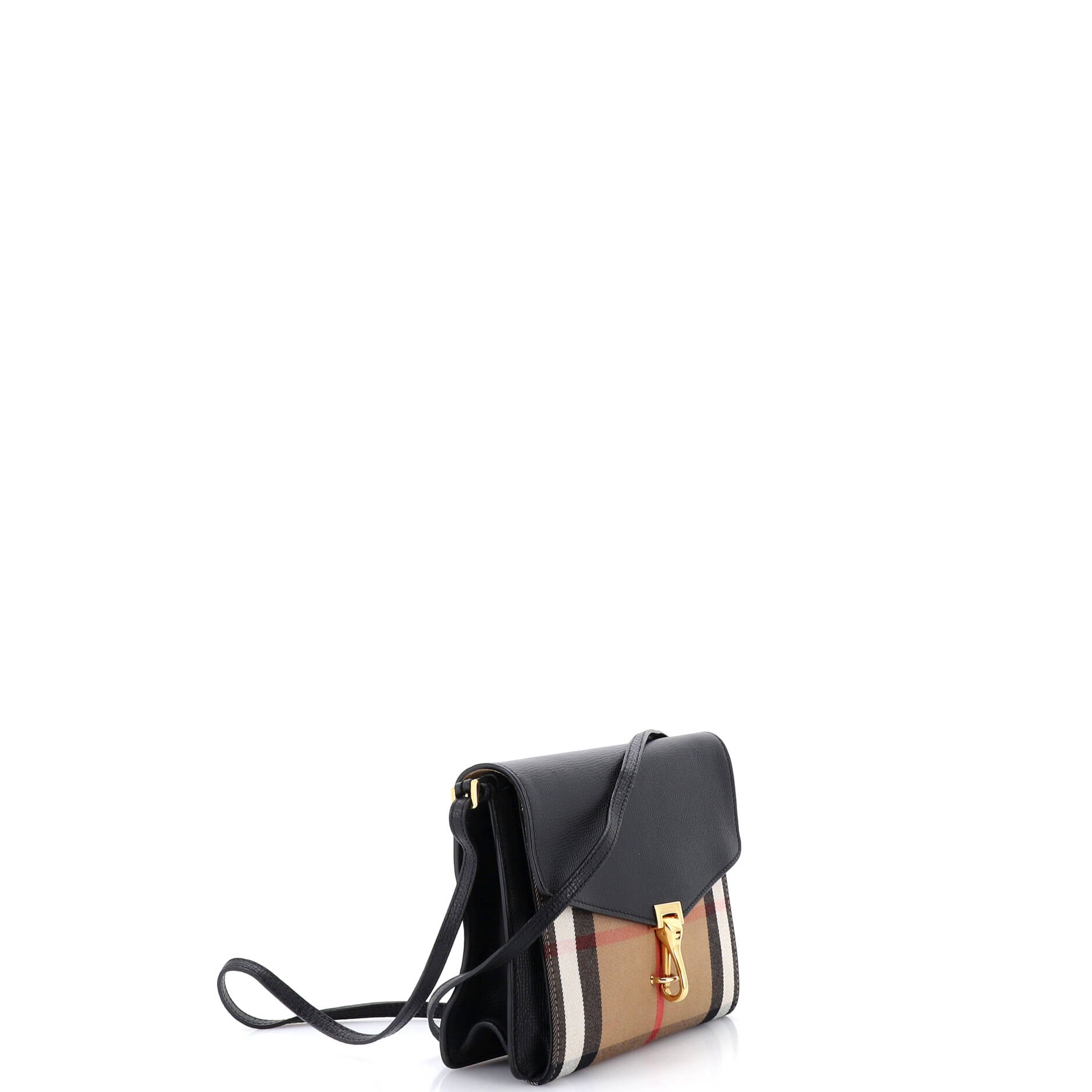 Macken Crossbody Bag Leather and House Check Canvas Small