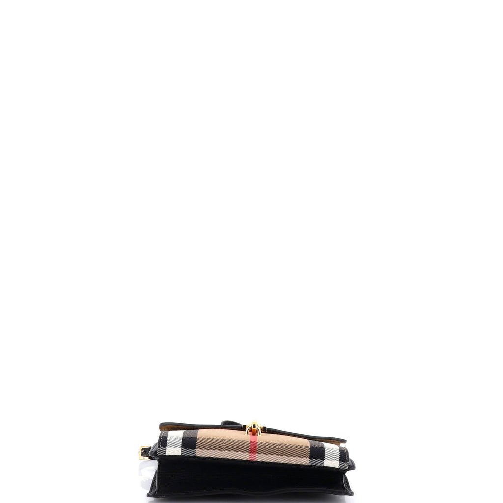 Macken Crossbody Bag Leather and House Check Canvas Small