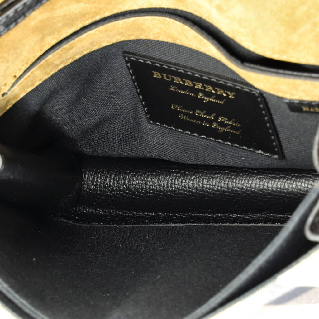 Macken Crossbody Bag Leather and House Check Canvas Small