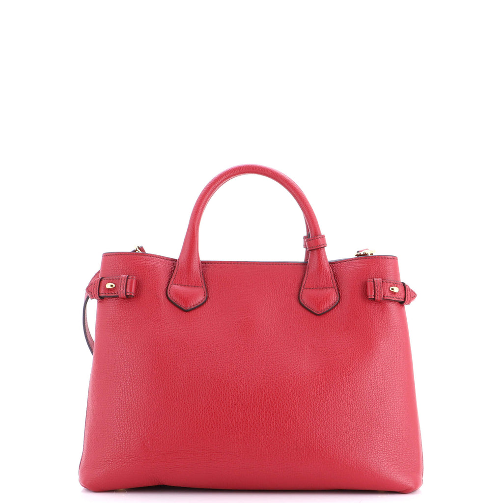 Banner Tote Leather and House Check Canvas Medium