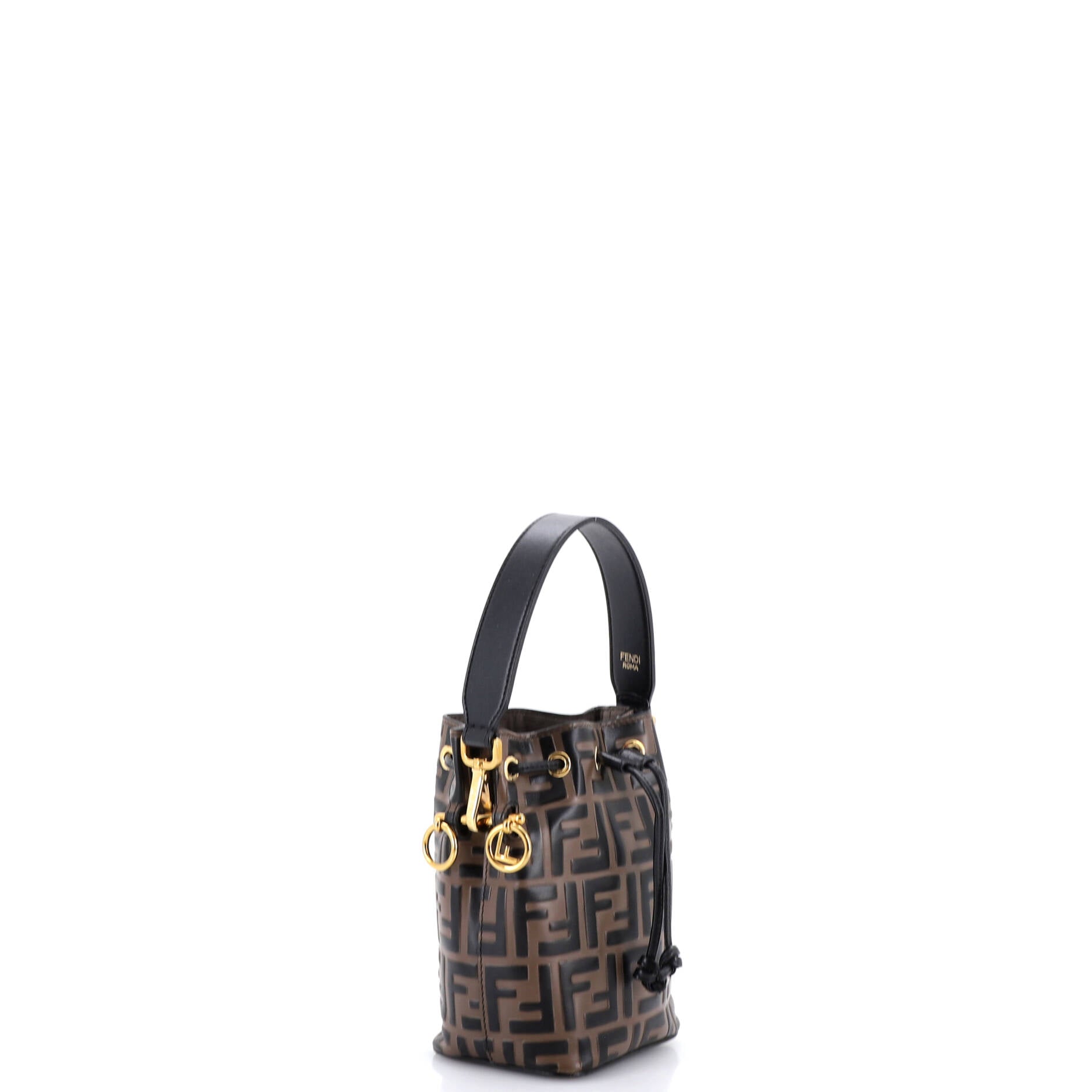 Mon Tresor Bucket Bag Zucca Embossed Leather Mini