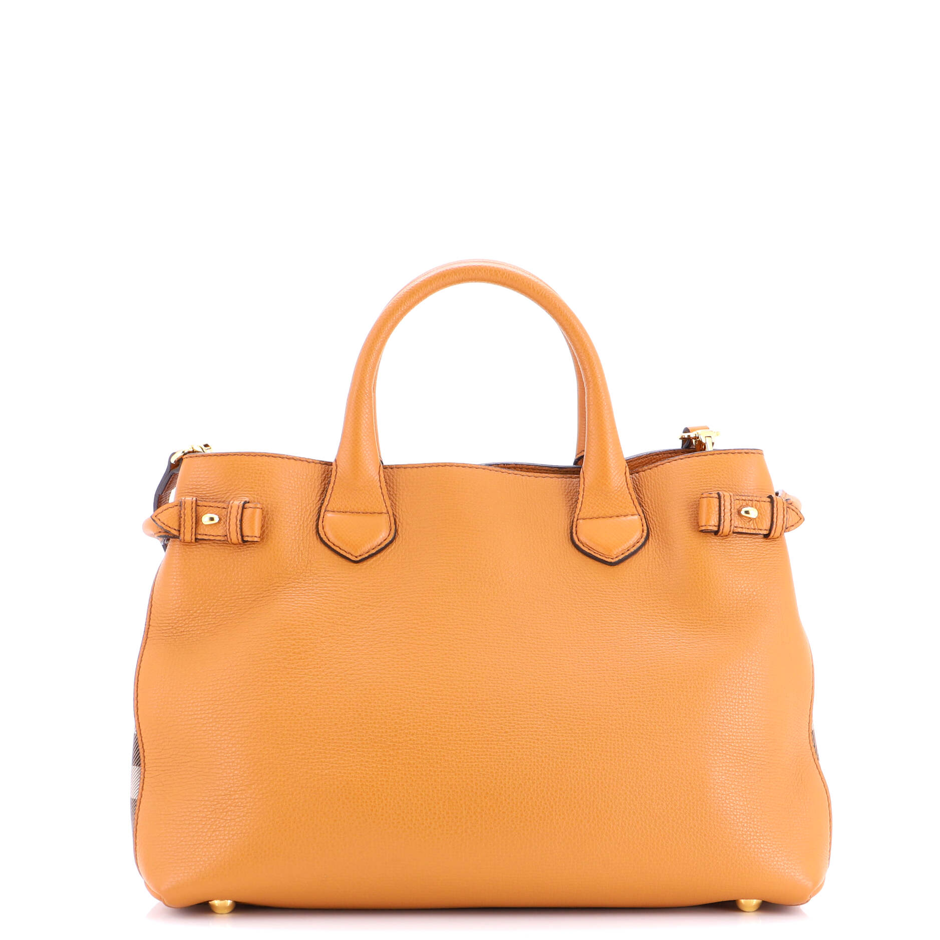 Banner Tote Leather and House Check Canvas Medium