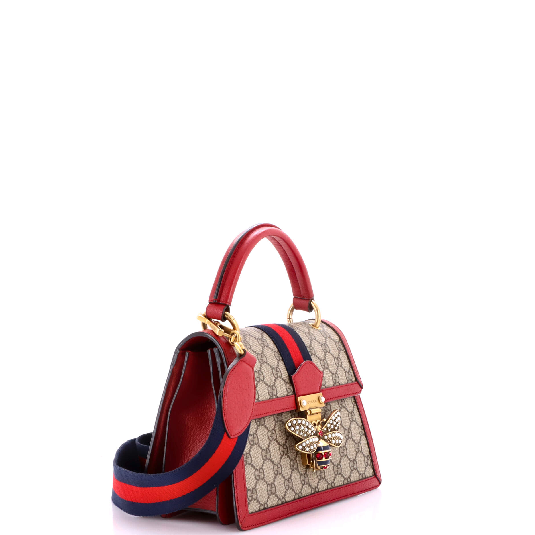 Queen Margaret Top Handle Bag GG Coated Canvas with Leather Small
