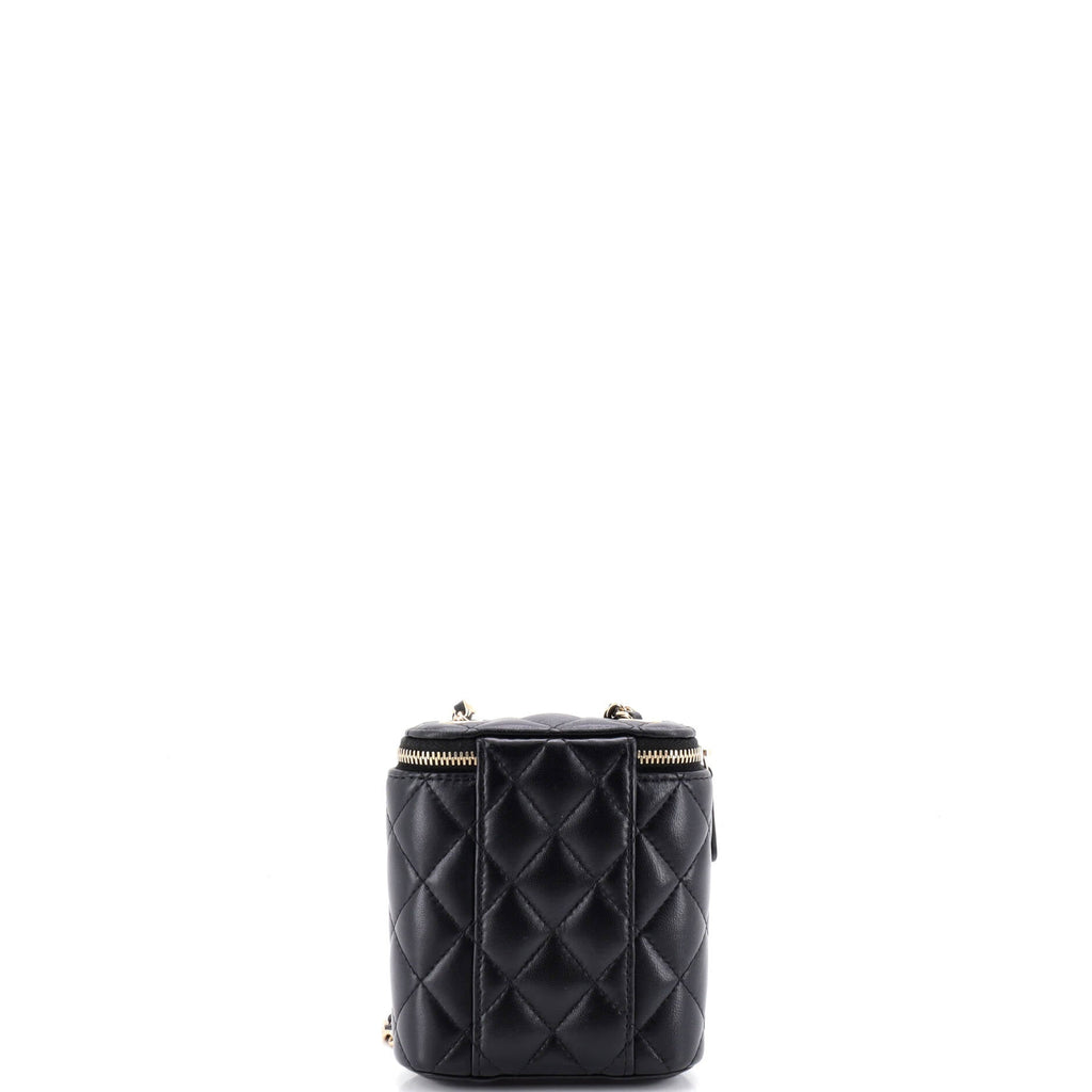 Vertical Classic Vanity Case with Chain Quilted Lambskin Small
