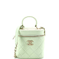 Trendy CC Top Handle Vanity Case Quilted Lambskin Small