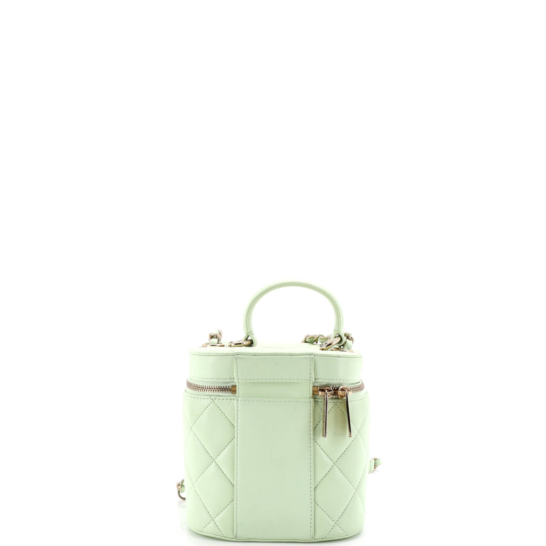 Trendy CC Top Handle Vanity Case Quilted Lambskin Small