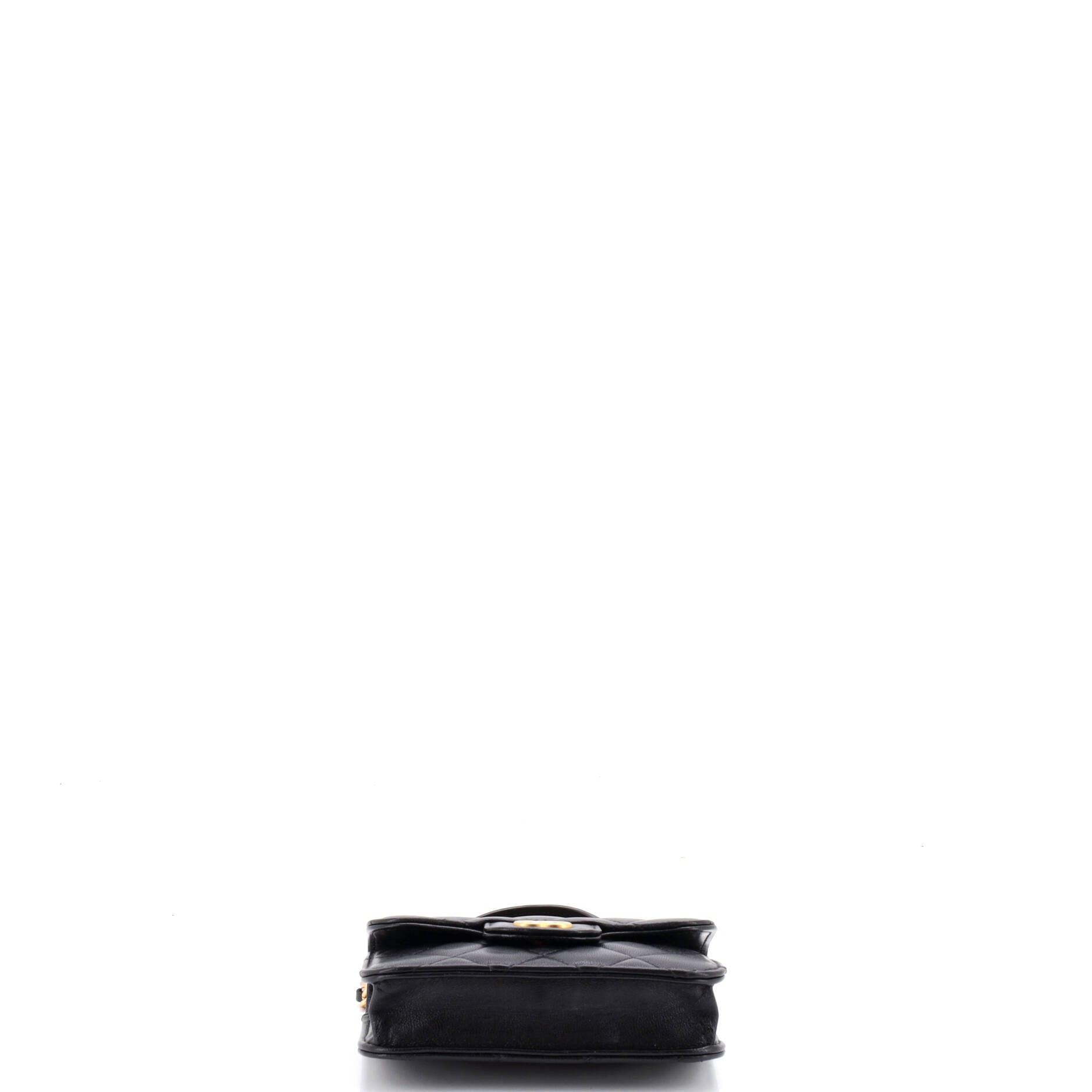 Top Handle Flap Coin Purse with Chain Quilted Lambskin